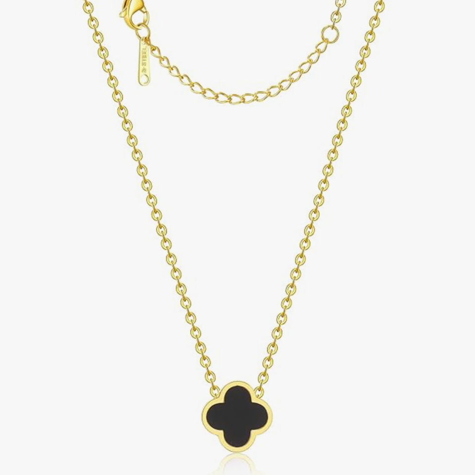 Four-Leaf Black Clover Lucky Pendant Necklace