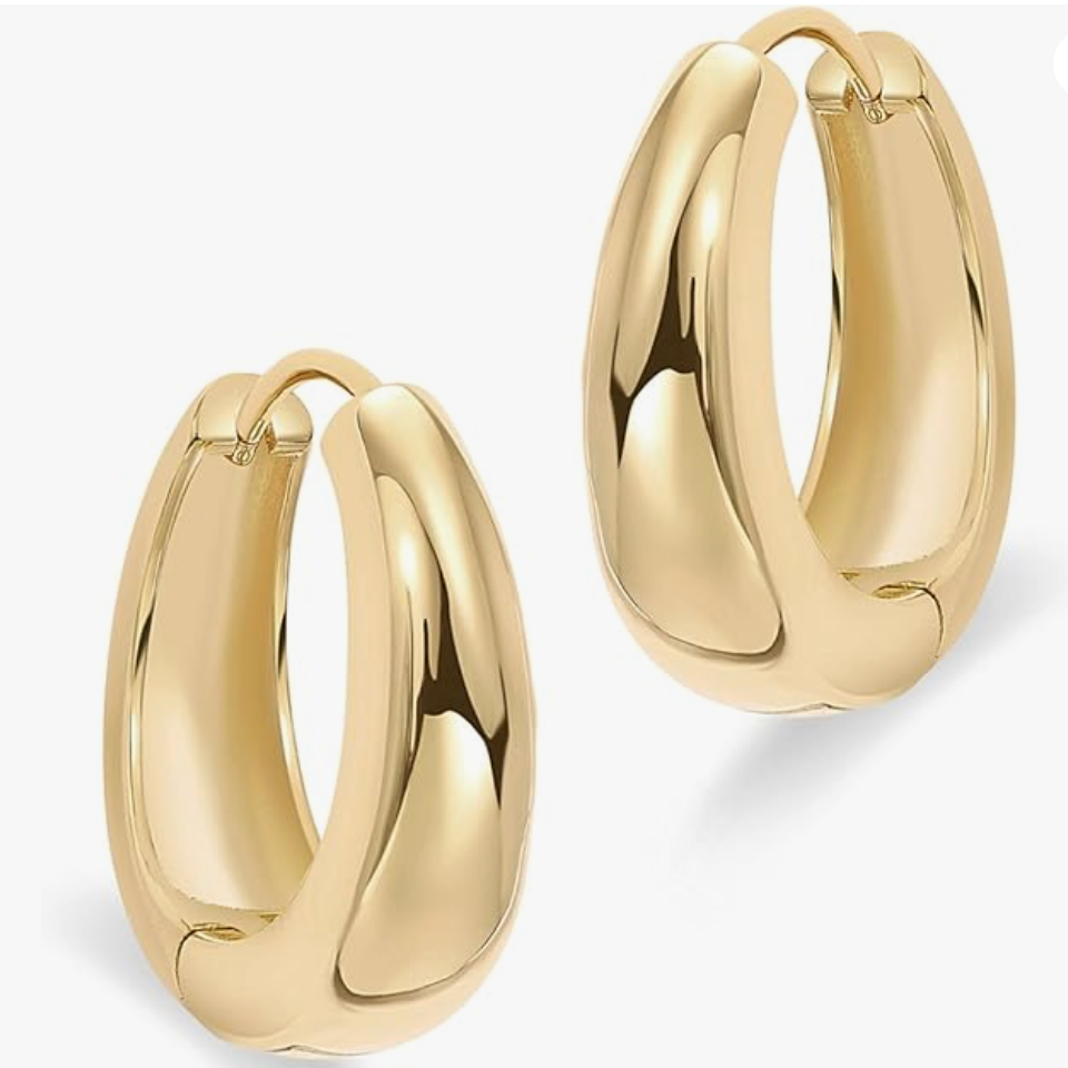 Thick Lightweight Gold Hoop Earrings